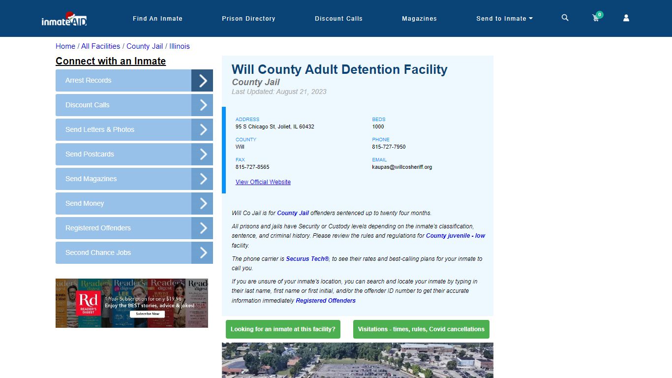 Will County Adult Detention Facility - Inmate Locator - Joliet, IL